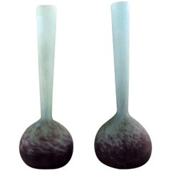 Vintage André Delatte for Daum, Nancy A Pair of Soliflore Art Glass Vases