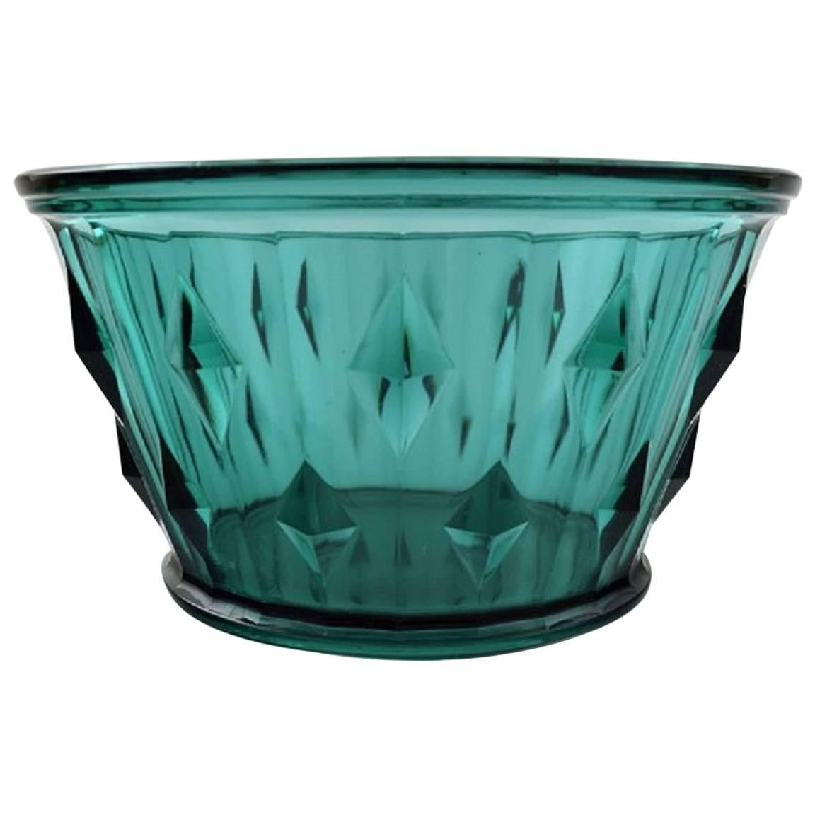 Simon Gate for Orrefors, Art Deco Art Glass in Green For Sale