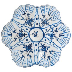 French Faience Blue and White Oyster Plate