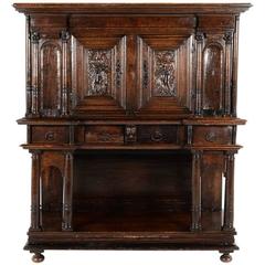 Heavily Carved Antique French Oak Two-Door Cabinet