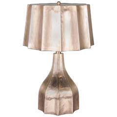 Faceted Lamp and Shade, 24 Karat Gold Plate by Robert Kuo, Limited Edition 10