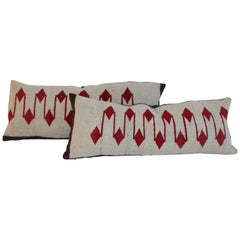 Antique Navajo Weaving, Saddle Blanket Bolster Pillows, Pair
