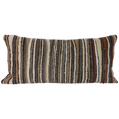 Used Striped Navajo Saddle Blanket Weaving Bolster Pillow