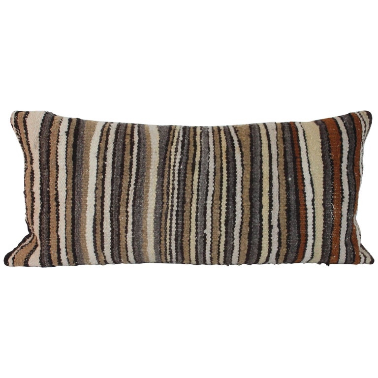 Striped Navajo Saddle Blanket Weaving Bolster Pillow For Sale