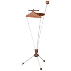Unique Large-Scale Walnut and Aluminum Valet Stand