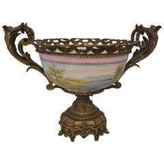 Large Hand-Painted Porcelain French Style Centerpiece with Bronze 8