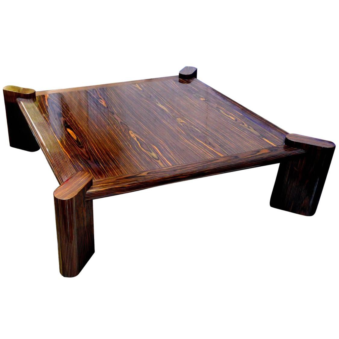 Monumental Springer Style Ebony Cocktail Table For Sale