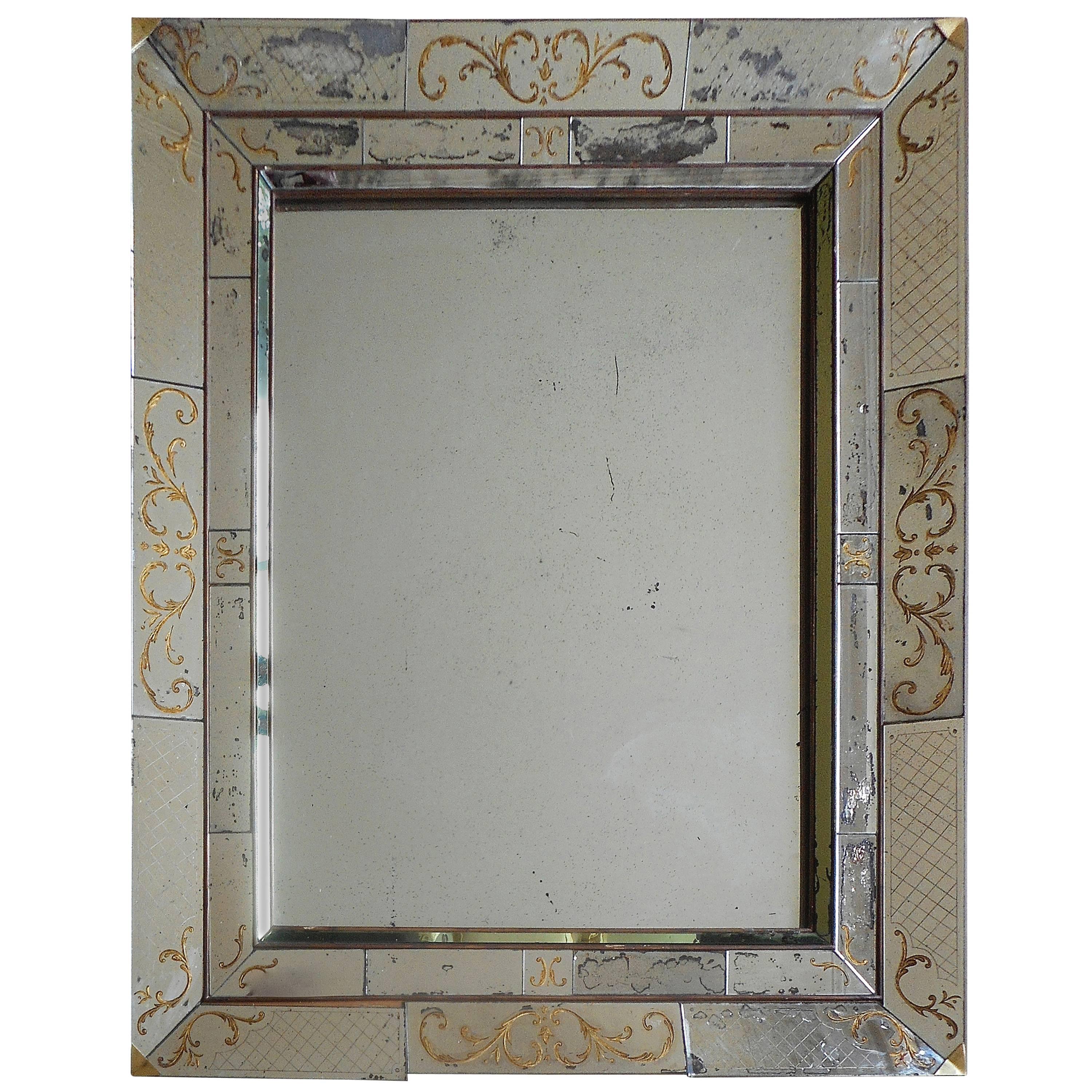 Large French 40's "Églomisé" Mirror from Maison Jansen For Sale