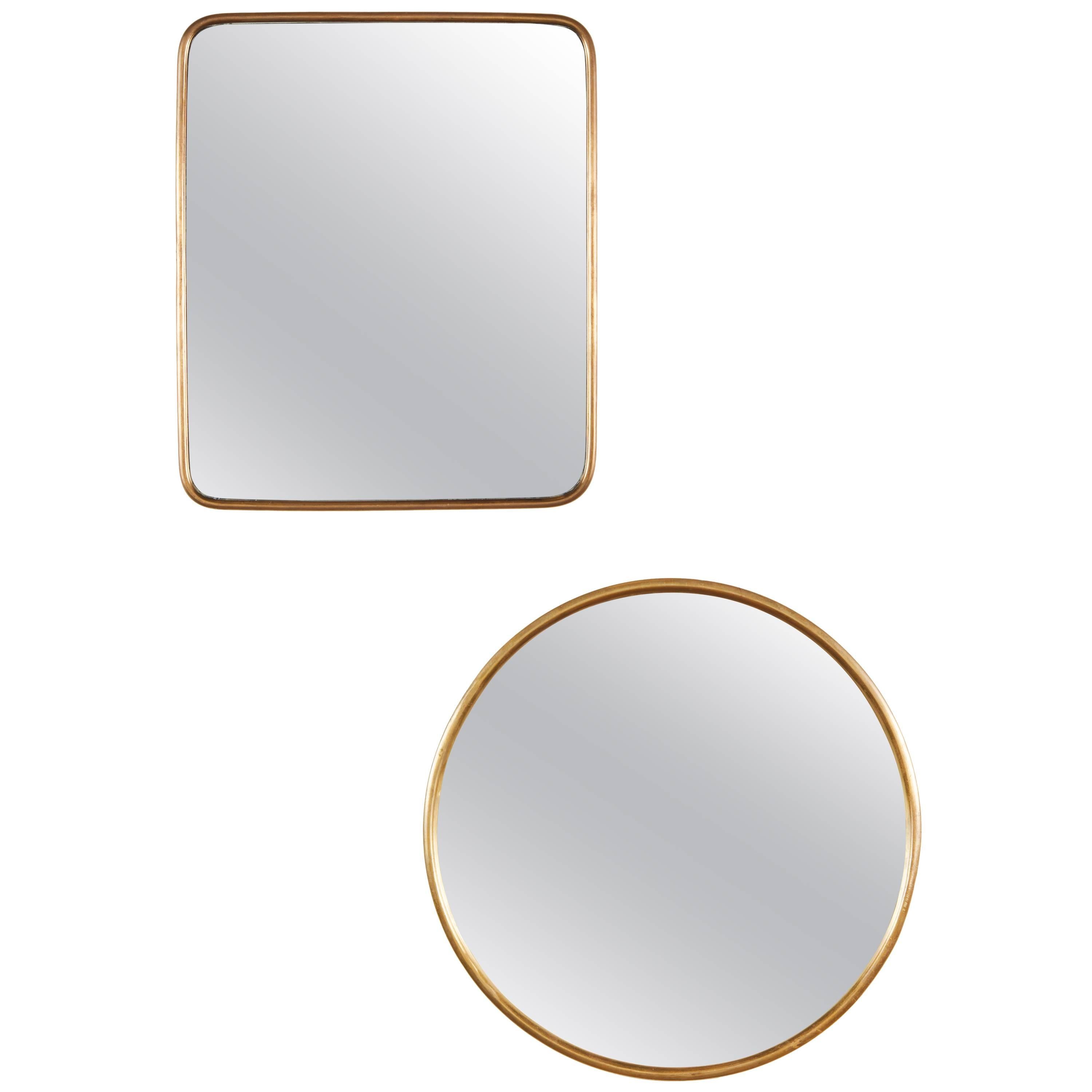 Unique Pair of Italian Brass Mirrors