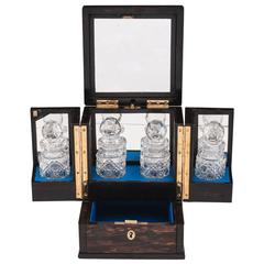 19th Century Victorian Coromandel and Brass Scent Bottle Jewellery Box