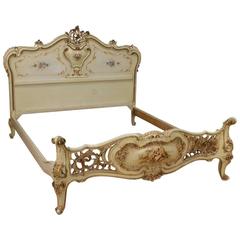 20th Century Venetian Lacquered and Painted Double Bed