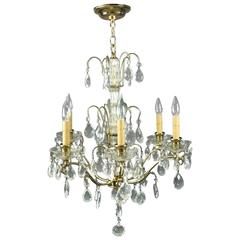 Vintage French Six-Light Bronze and Cut Crystal Chandelier, circa 1950 6