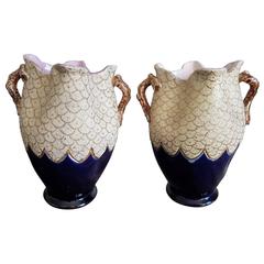 Two Mid-Century Modern Vases in Bleu de Sèvres and Gold, France 11