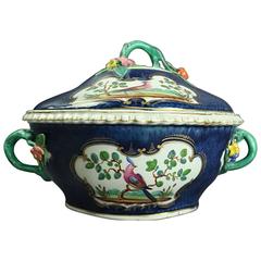 Antique English Chelsea School Hand-Painted Porcelain Covered Tureen, circa 1830