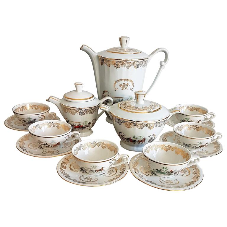 Clic Italian White And Gold Fine Porcelain Tea Set For At Clic Italian White And Gold Fine Porcelain Tea Set For