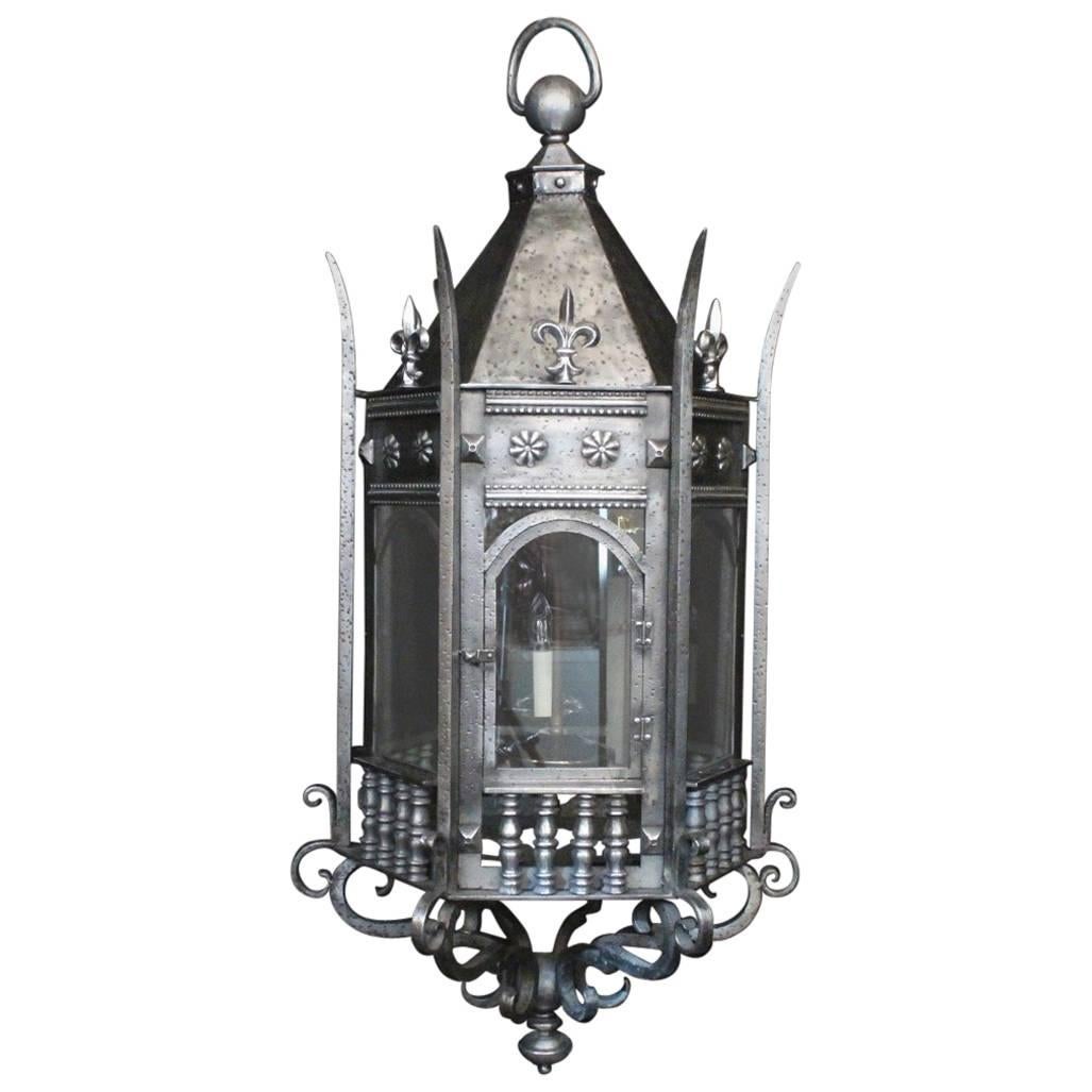 English Triple Light Gothic Antique Lantern