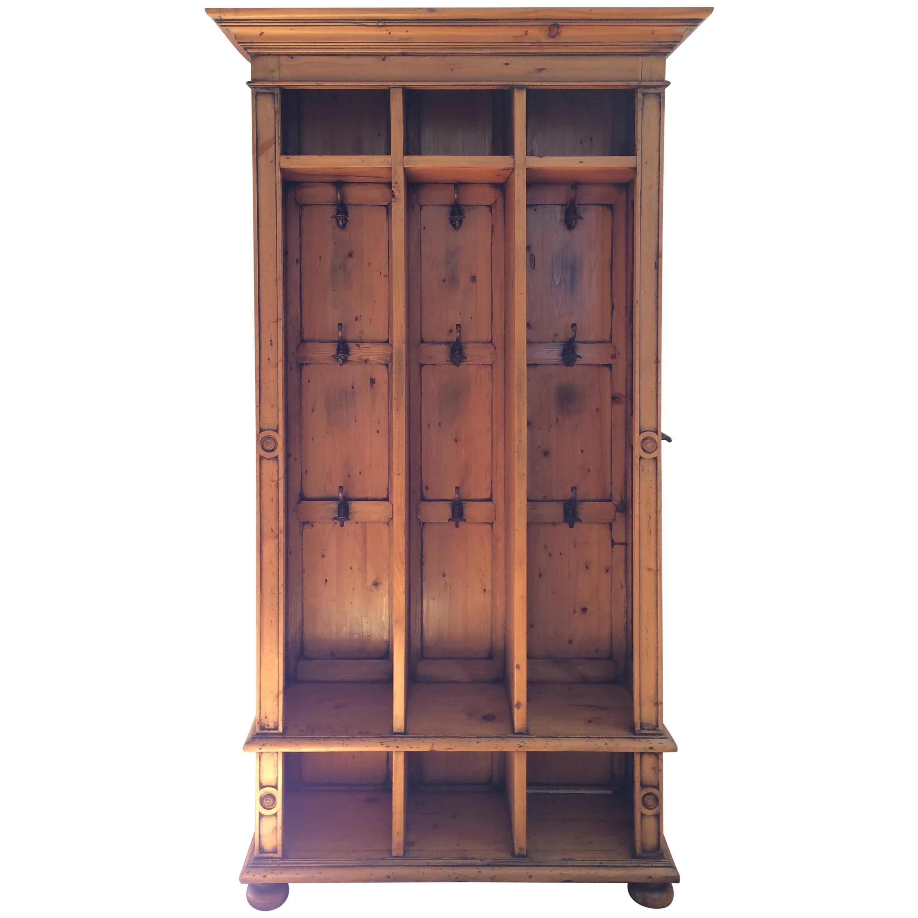 Wonderful Carved Oak Mudroom Cubbie with Hooks