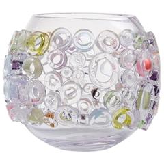 Clear Glass Vase, Murano Style Blown Glass Vase by Sabine Lintzen