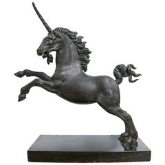 Bronze Figure of a Prancing Unicorn