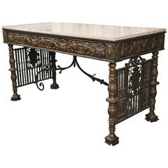 Fantastic Bronze and Iron Center Table with Marble Top 12