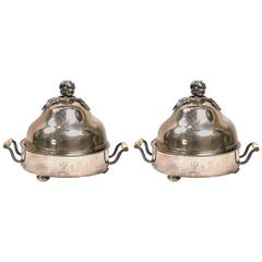Pair of Antique Sheffield Domed Food Warmers 10