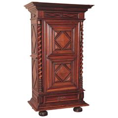 18th Century French Louis XIII Carved Walnut Bonnetiere with Bottom Drawer 9