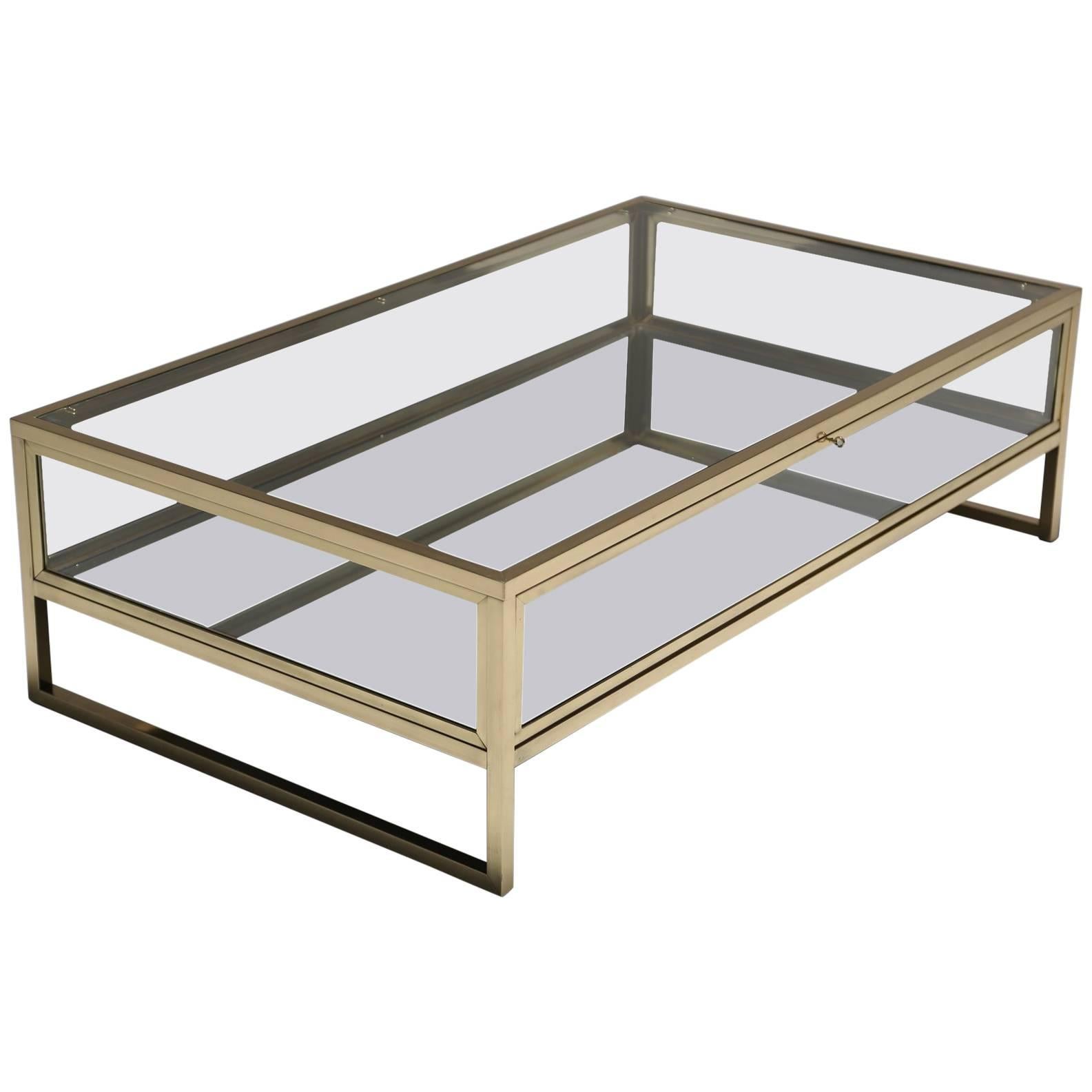 Mid-Century Brass Curio Coffee Table