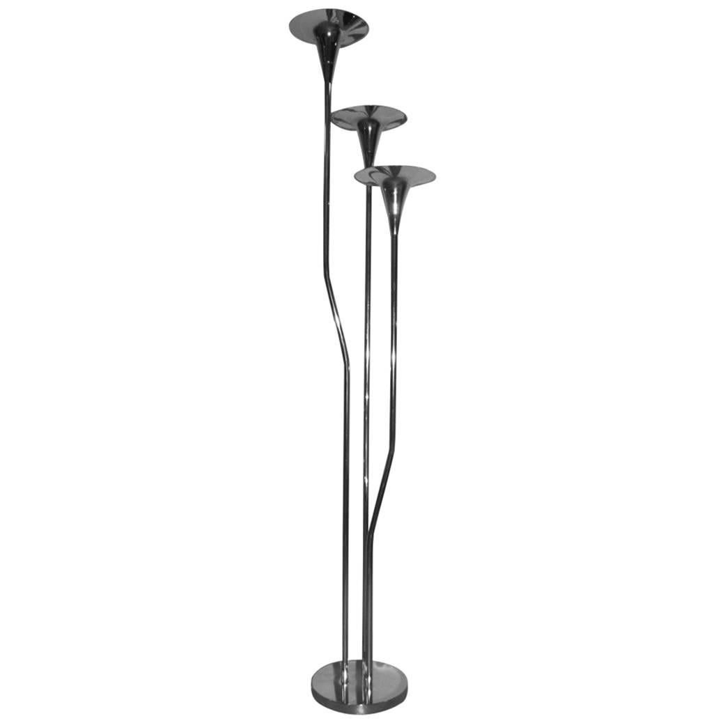 Reggiani Floor Lamp Steel Design Trumpets Italian Design 1970  For Sale