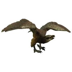 Antiquité Vienna I. B Austrian Cold Painted Bronze Eagle Sculpture, circa 1900