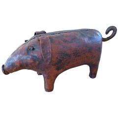 Adorable Abercrombie & Fitch Distressed Leather Pig Ottoman