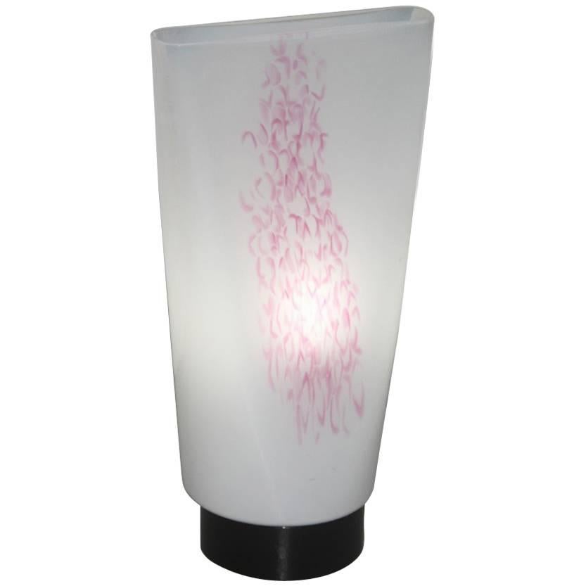 VeArt Murano Glass Italian Design Murano Art, 1970s Table Lamp pink White Color For Sale