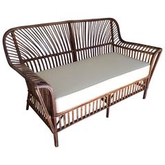 Classic Rattan Loveseat with Custom Cushions Vintage Classic Rattan Loveseat with Custom Cushions