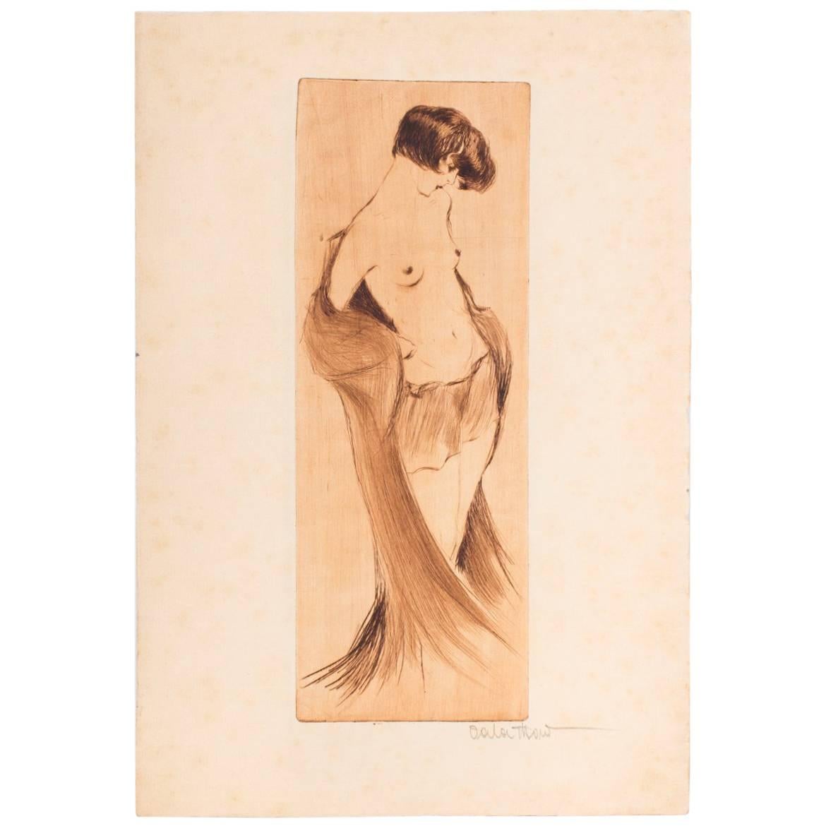 Vala Moro, Vienna Two Art Deco Nude Etchings, circa 1925 For Sale