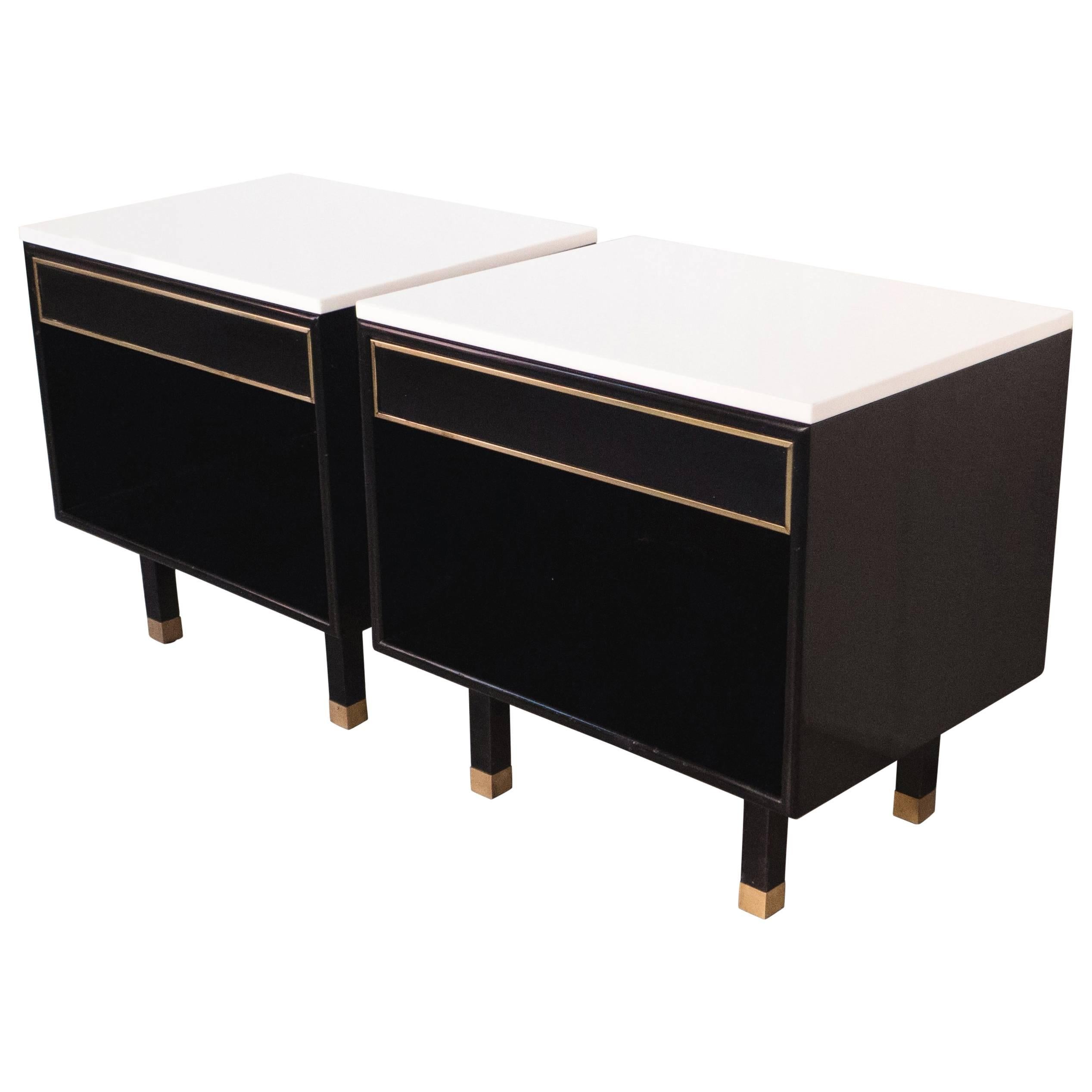 Pair of Harvey Probber Nightstands with Polished Marble Tops