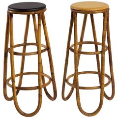 Vintage Wonderful Pair of Bamboo Barstools