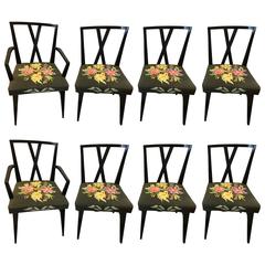 Retro Set of Eight Ebonized Tommi Parzinger Dining Chairs