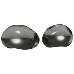Pair of Solid Glass Stones by Barbini 1