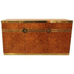 Signed Pierre Cardin Burl Wood and Brass Server Signed Pierre Cardin 2