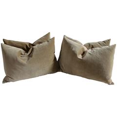 Collection of Four Vintage Khaki Velvet Pillows