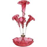19th Century Cranberry Glass Epergne