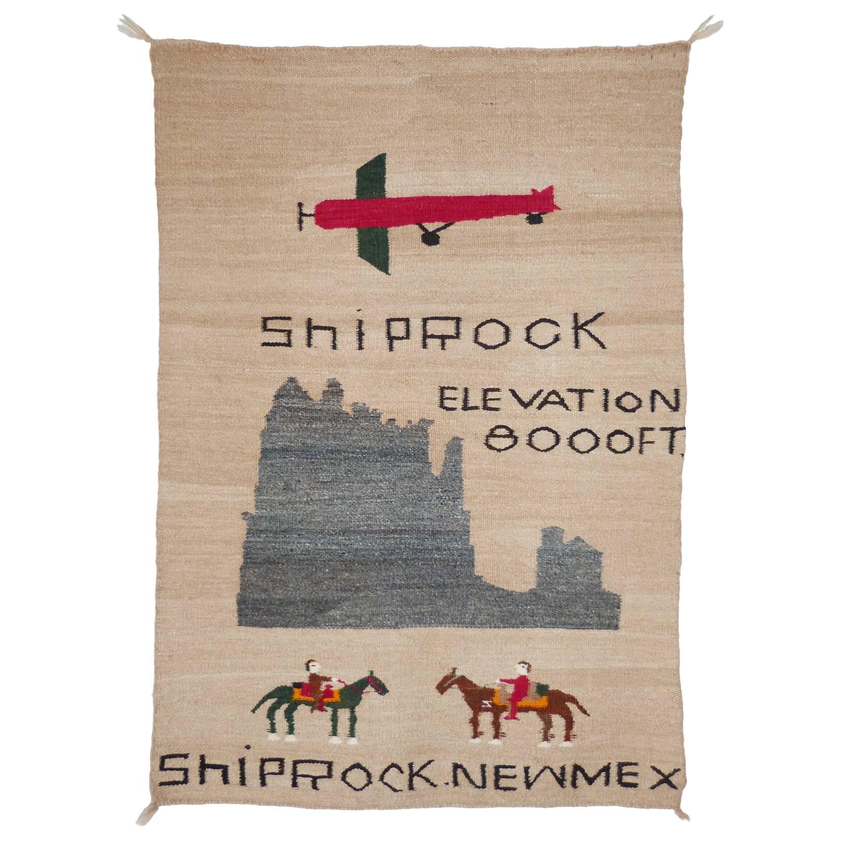 Shiprock Pictorial Navajo Rug, circa 1930