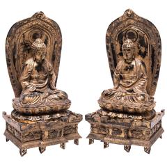 Pair of Gilt Sakyamuni Buddhas with Steles 5