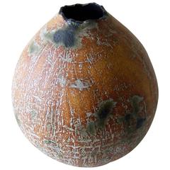 Ruth Bennett Stoneware Incised Smokey Vase