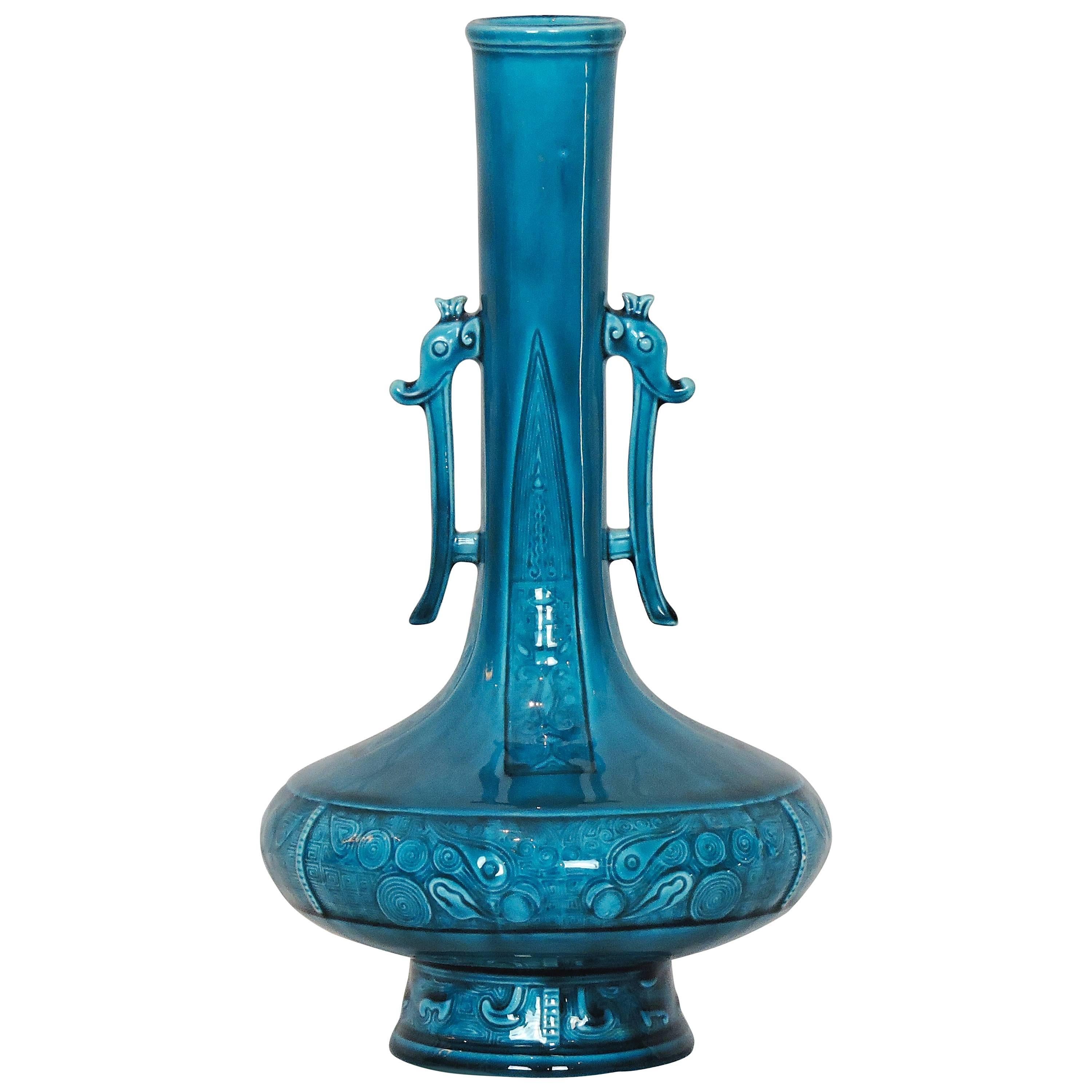 Theodore Deck Faience Persian Blue Baluster Vase