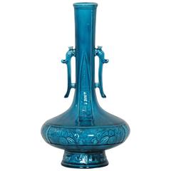Vase balustre bleu persan Theodore Deck