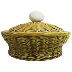 Majolica Egg Basket Sarreguemines, circa 1920