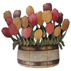 French Tole Tulips Decoration, circa 1940