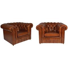 Antique Pair of Chesterfield Club Chairs