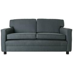 Mid-Century Angular Gray Sofa Love Seat Settee with Black Oil Walnut Feet