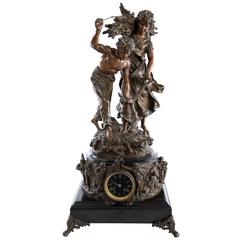 Antique French Figurative Mantel Clock by Hippolyte Moreau